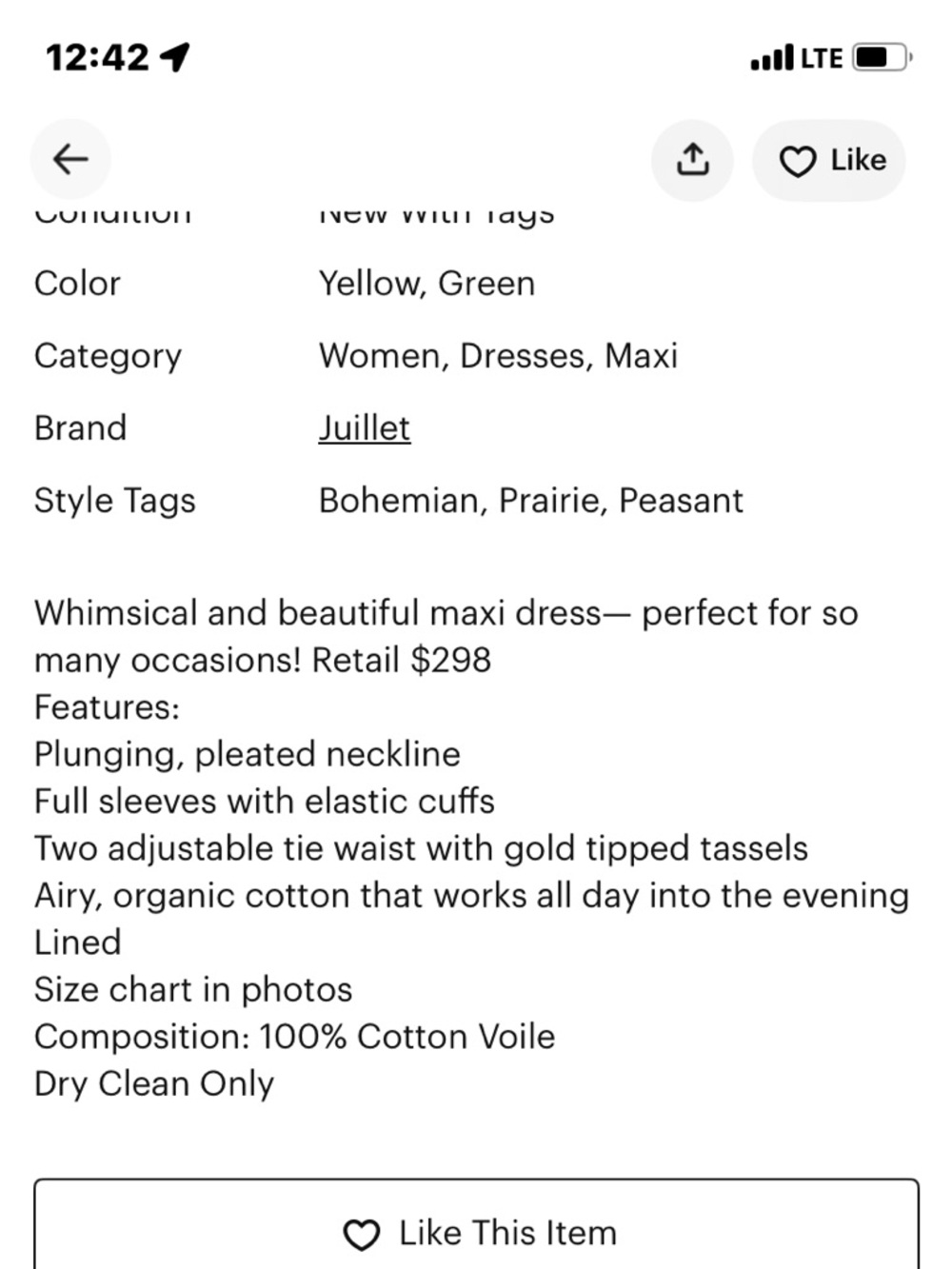 JUILLET Merritt Maxi cotton floral dress gorgeous! - Picture 11 of 11